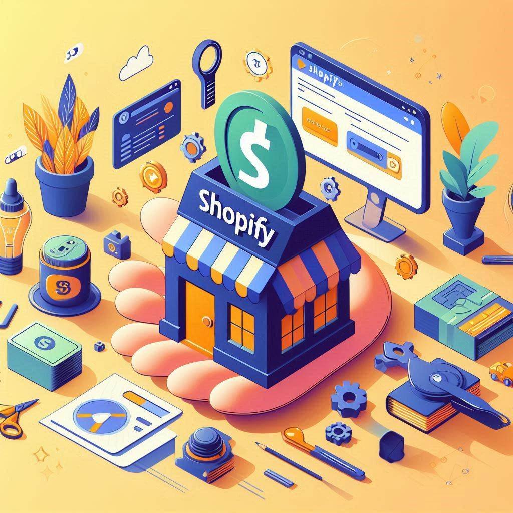 Imagem representando o serviço Shopify com o logo do Shopify para criação de sites em 2024