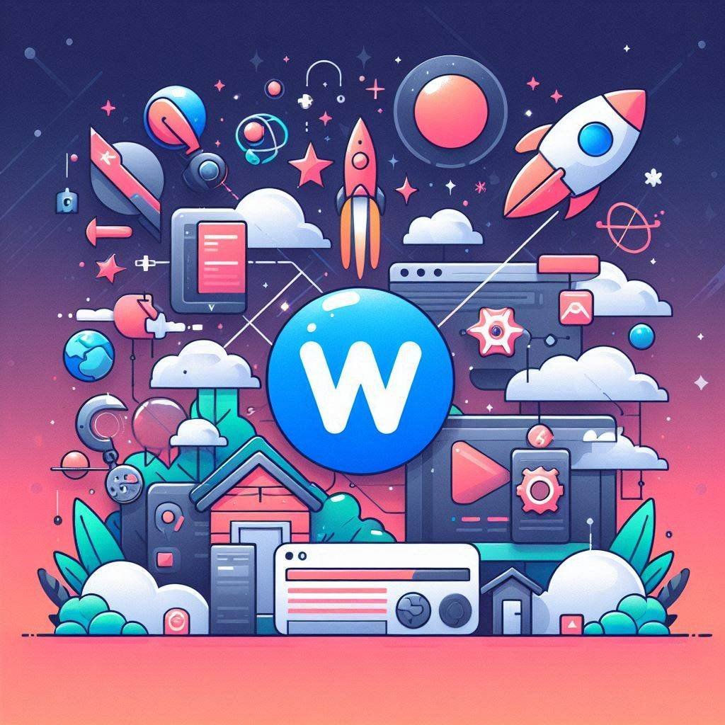 Imagem representando o serviço Webflow com o logo do Webflow para criação de sites em 2024